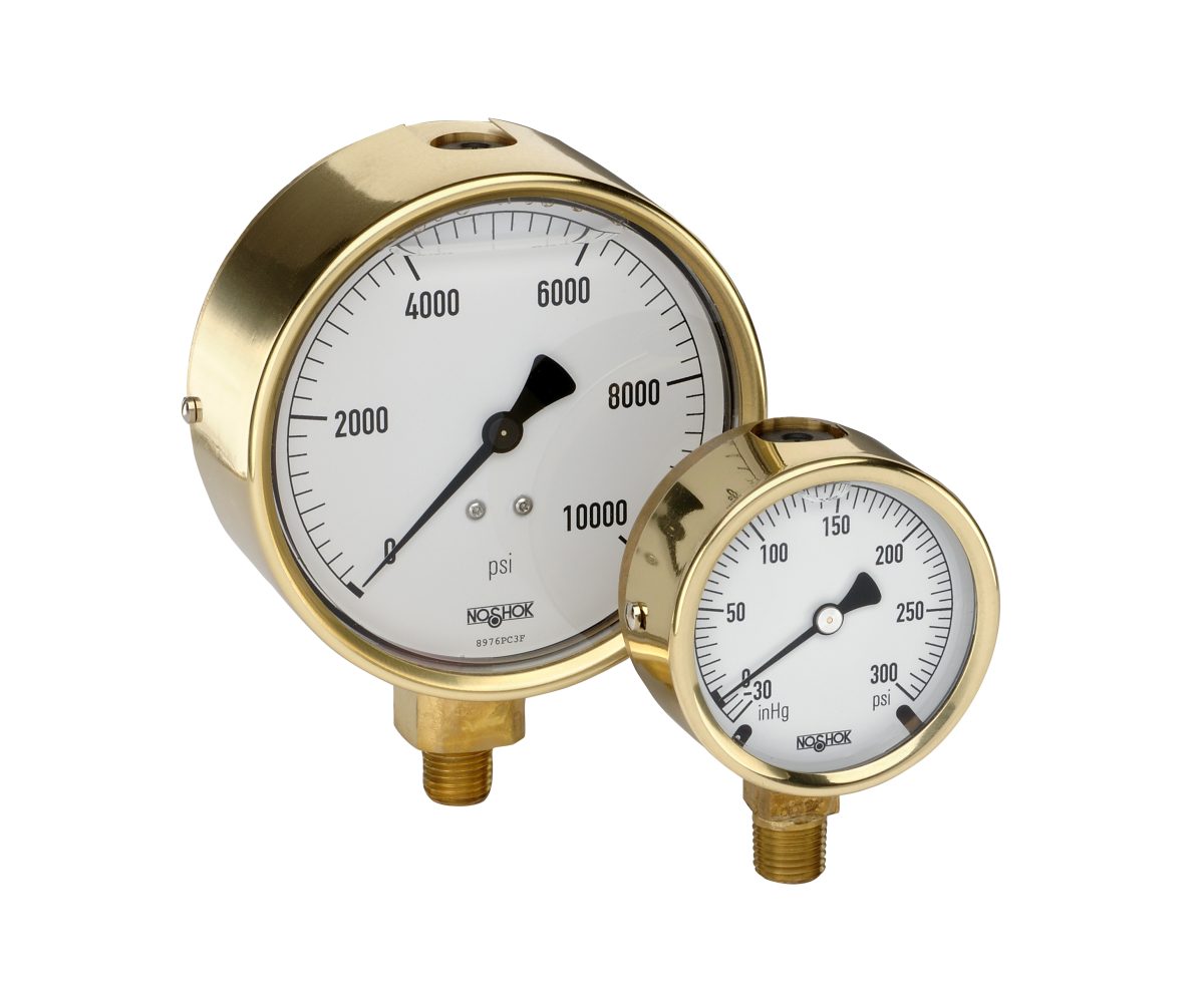 NoSHOK 300 Series Brass Case Liquid Filled Pressure Gauges
