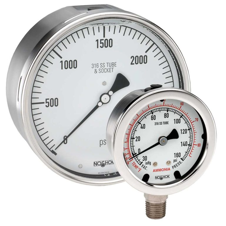 NoSHOK 400/500 Series All Stainless Steel Pressure Gauges